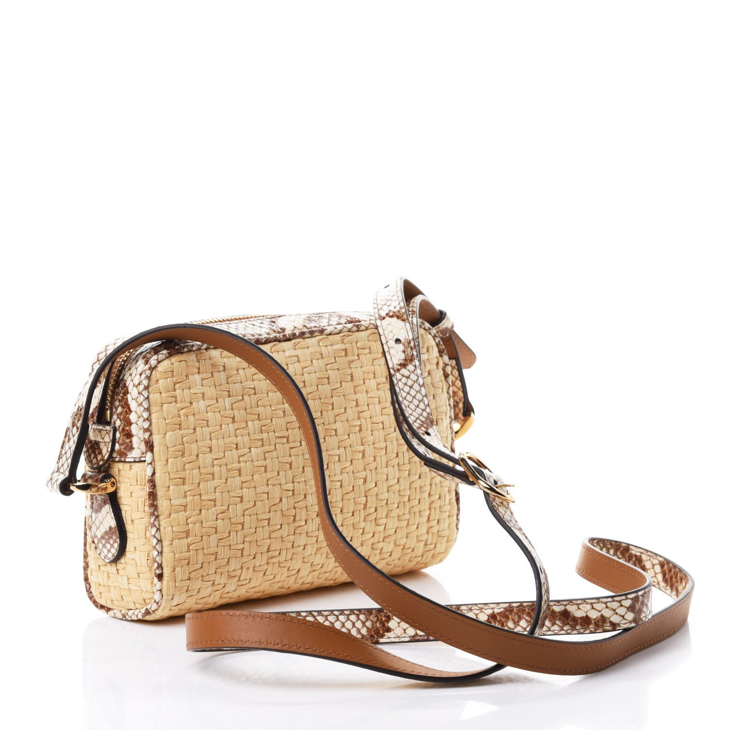 Gucci Raffia Elaphe Mini Ophidia Shoulder Bag Natural Cream Brown 2 of 4
