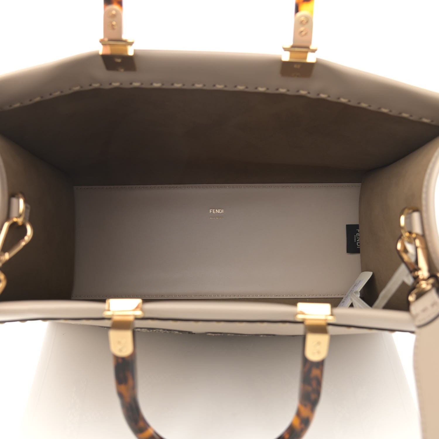 Fendi Vitello King Plexiglass Elaphe Python Print Logo Medium Fendi Sunshine Shopper Tote Nuvola Daisy Roccia 5 of 12