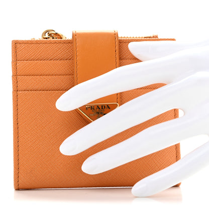 Prada Calfskin Small Triangle Wallet Ambra 2 of 10