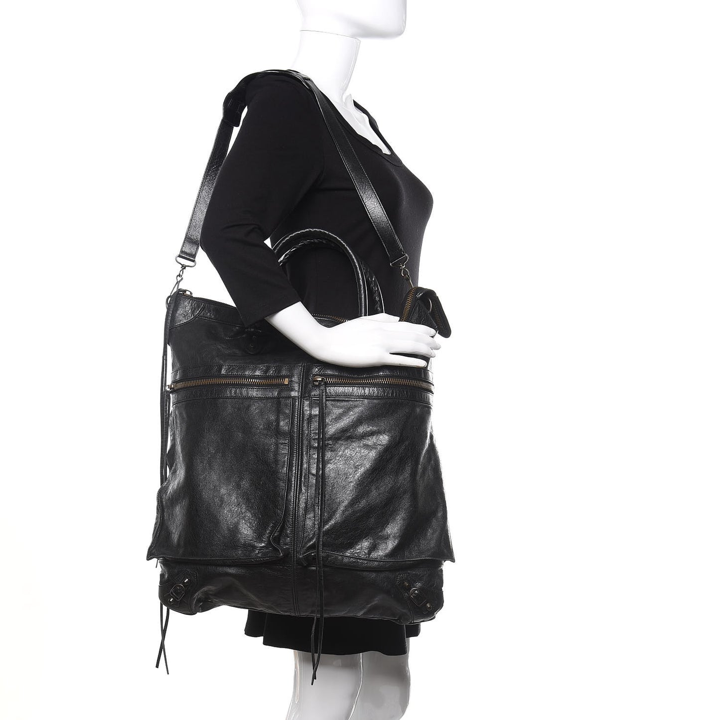 Agneau Classic Hardware Square Tote Black