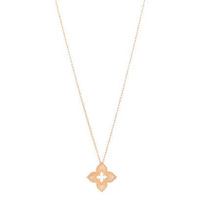 Roberto Coin 18K Rose Gold Diamond Petite Venetian Princess Flower Pendant Necklace 3 of 5