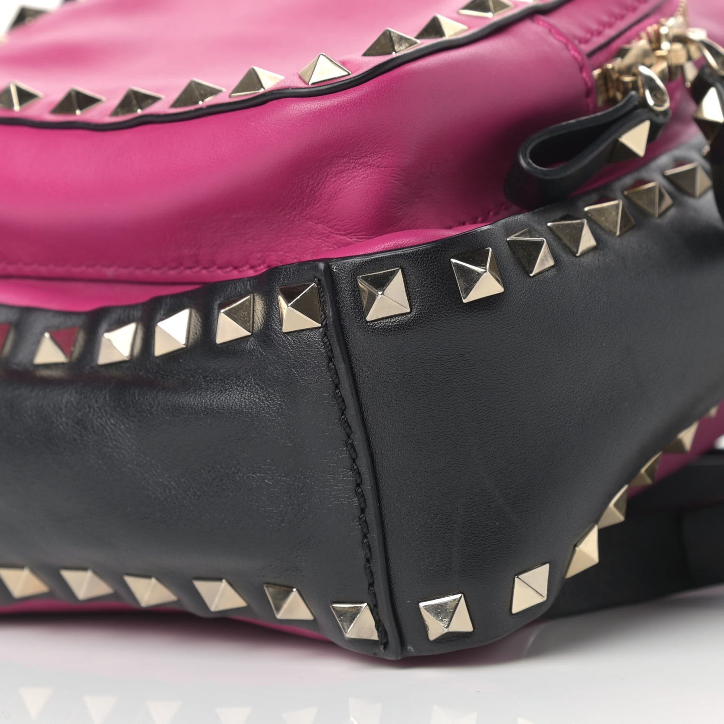 Calfskin Mini Rockstud Backpack Fuxia Black