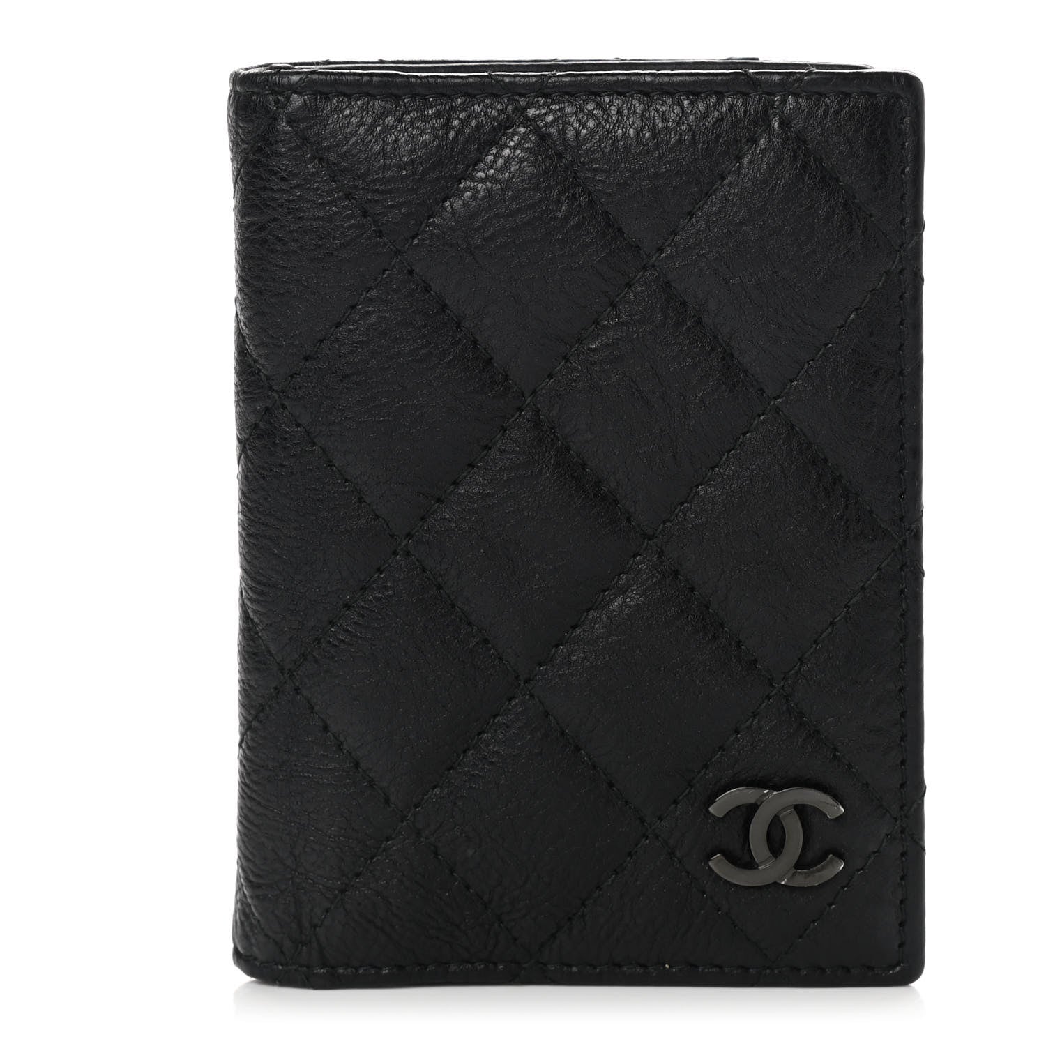 Chanel Crumpled Calfskin Quilted Card Holder Wallet So Black 1 of 7