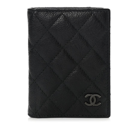 Chanel Crumpled Calfskin Quilted Card Holder Wallet So Black 1 of 7