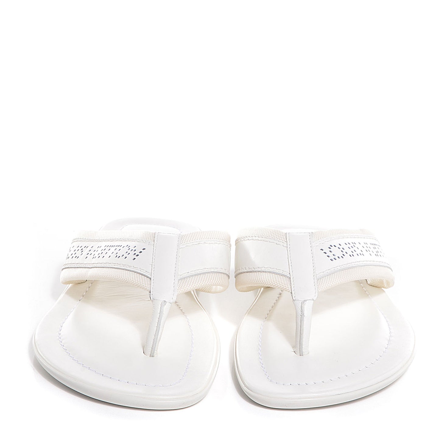 Mens Perforated Logo Thong Sandal 7 White
