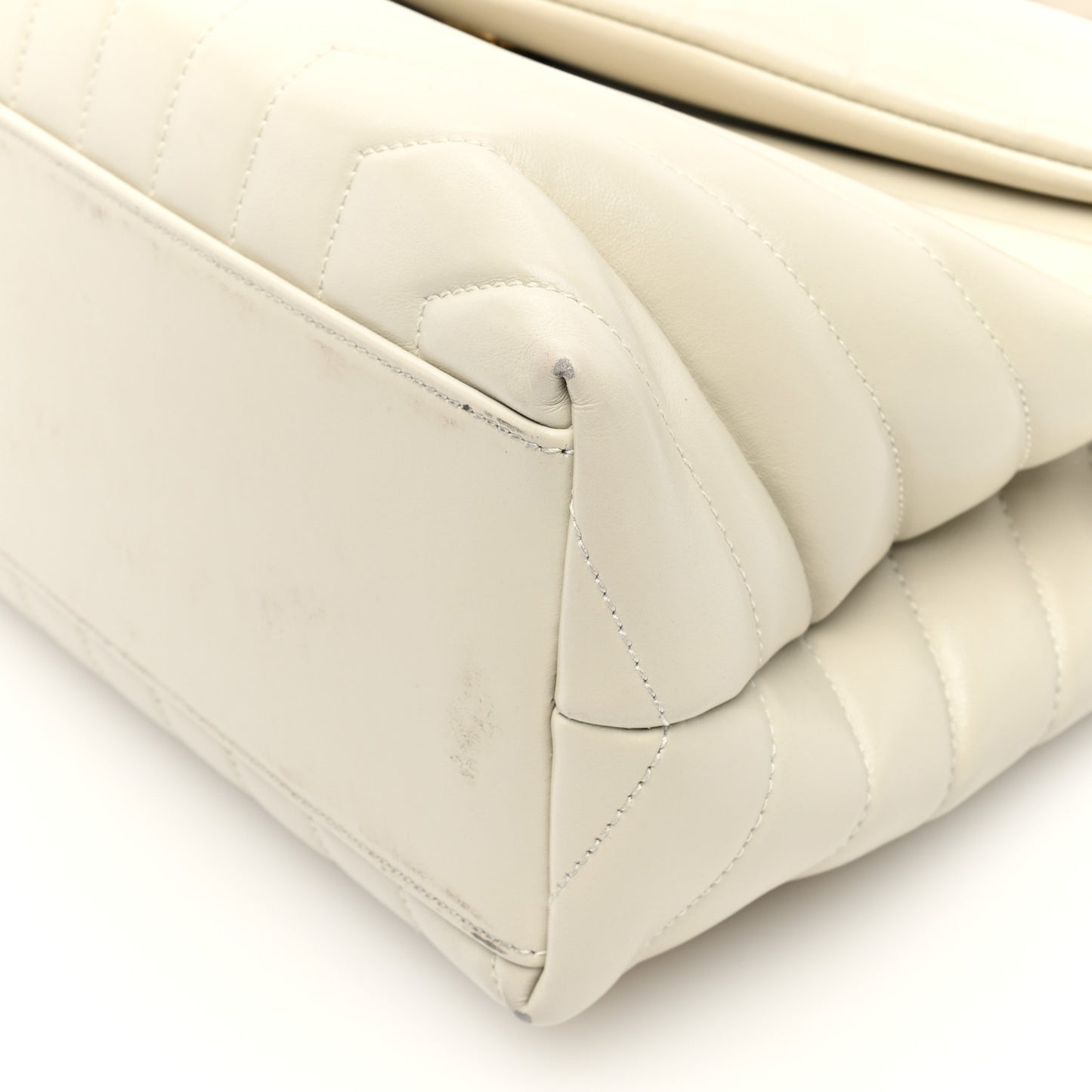 Calfskin Y Quilted Monogram Medium Loulou Chain Satchel Crema Soft