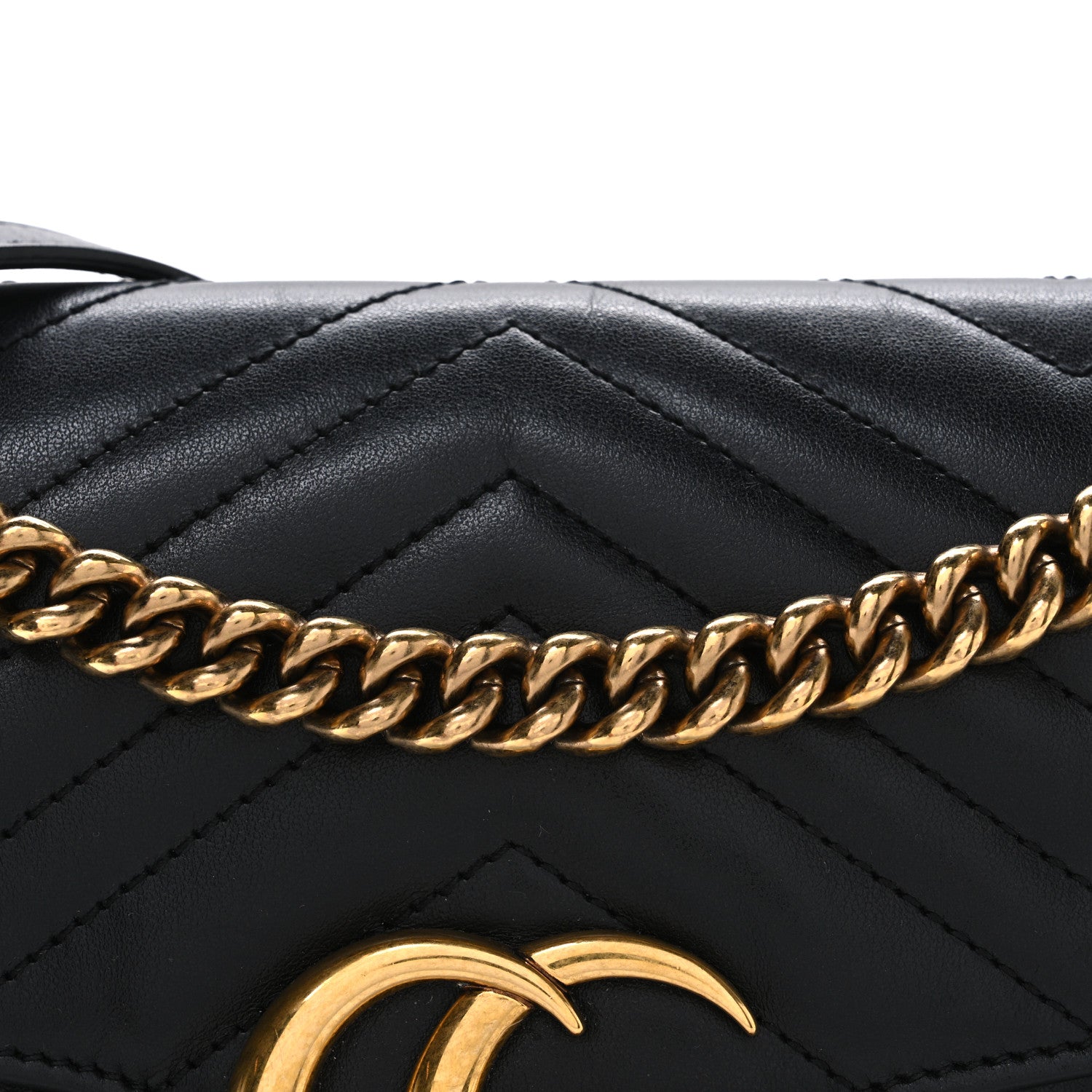 Gucci Calfskin Matelasse Small GG Marmont Shoulder Bag Black 8 of 10