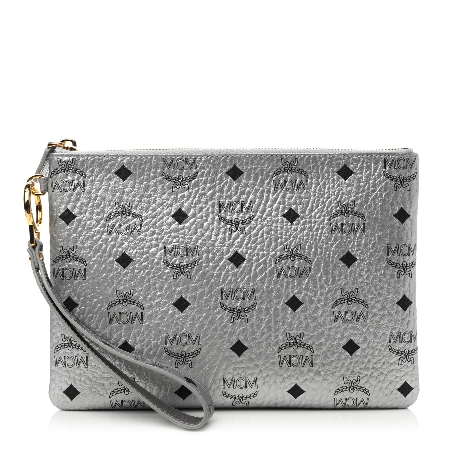Metallic Visetos Zip Pouch Set Silver
