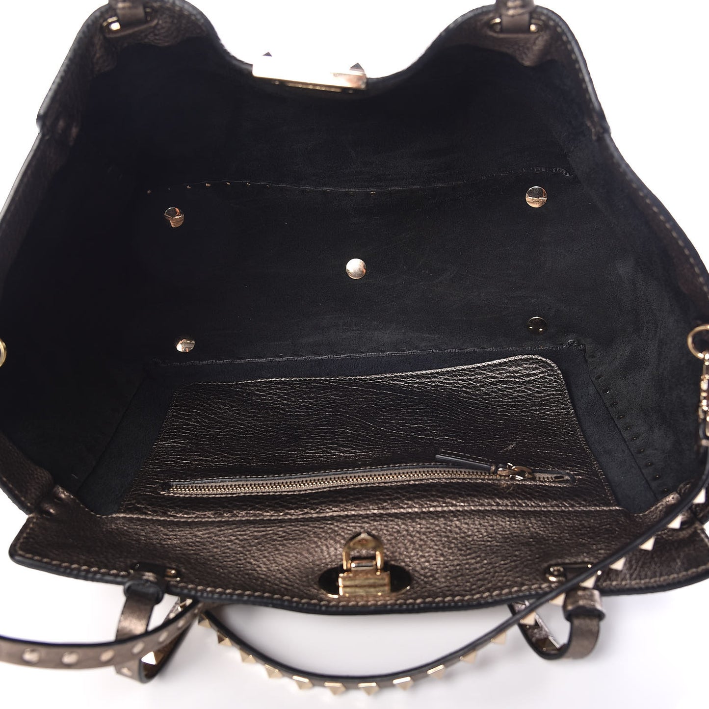 Metallic Alce Printed Calfskin Medium Rockstud Tote Sasso