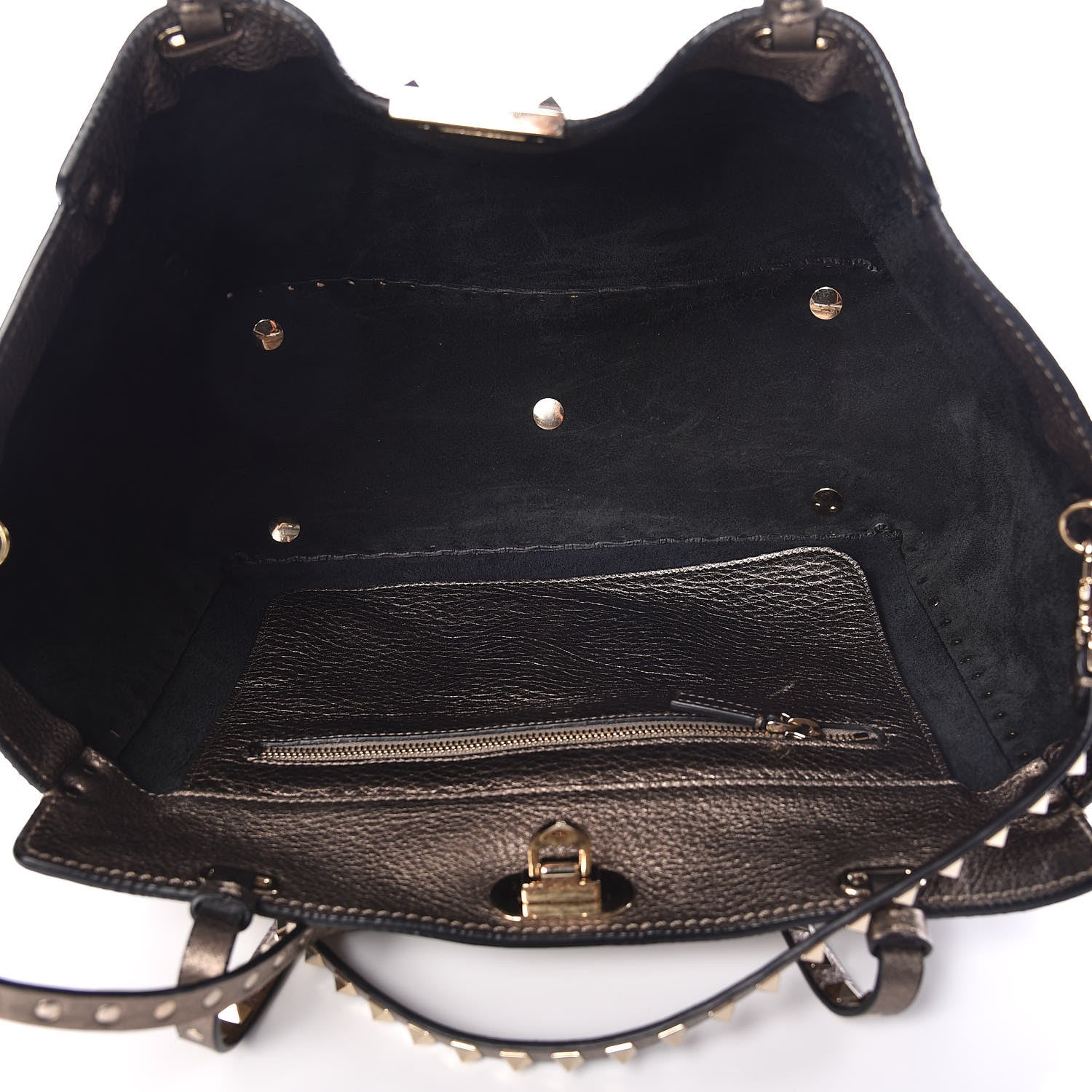 Valentino Garavani Metallic Alce Printed Calfskin Medium Rockstud Tote Sasso 6 of 10