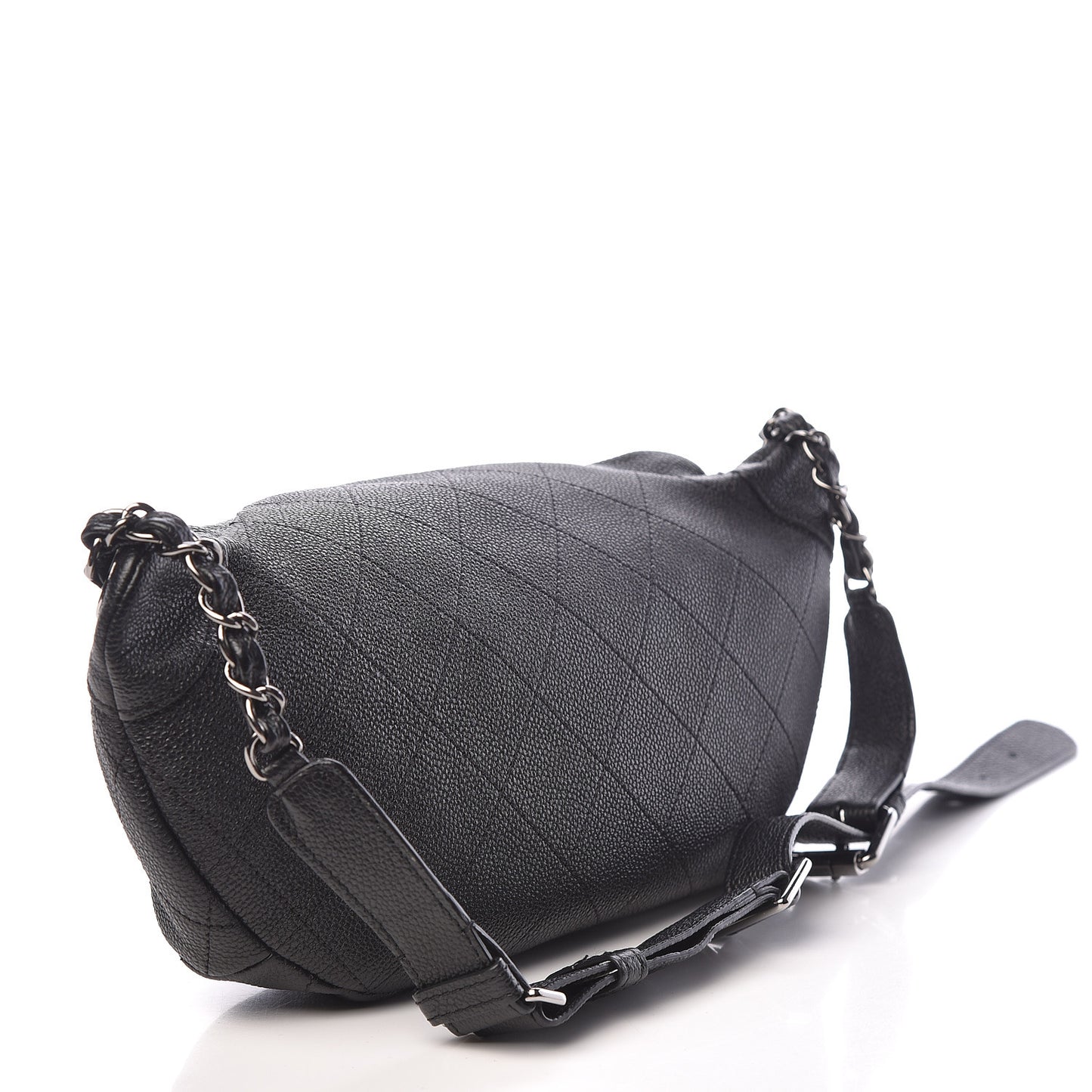 Caviar Stitched Banane Waist Bag Fanny Pack Black