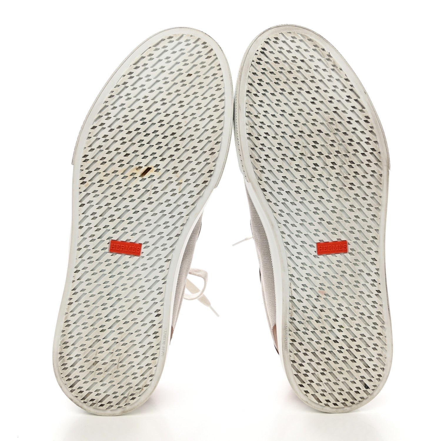 Hermes Calfskin Canvas Day Sneakers 45 Gold White 5 of 9