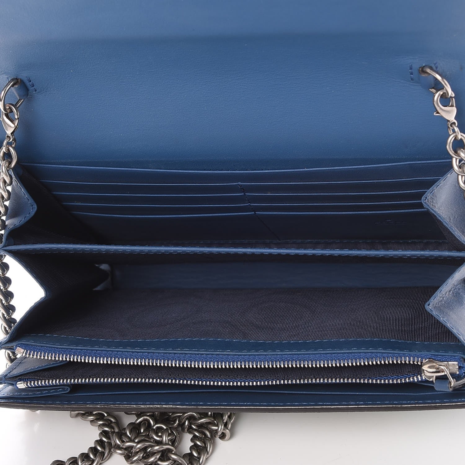 Gucci GG Supreme Monogram Blooms Mini Dionysus Chain Wallet Beige Blue Navy Vintage Blue 5 of 8