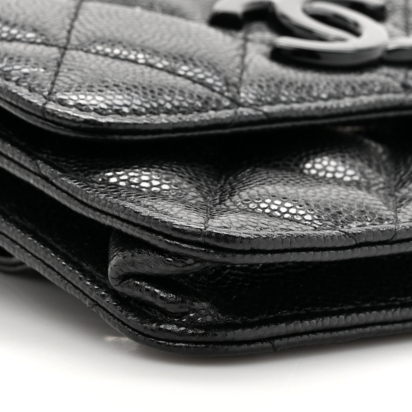 Caviar Quilted My Everything Belt Flap Card Holder Black