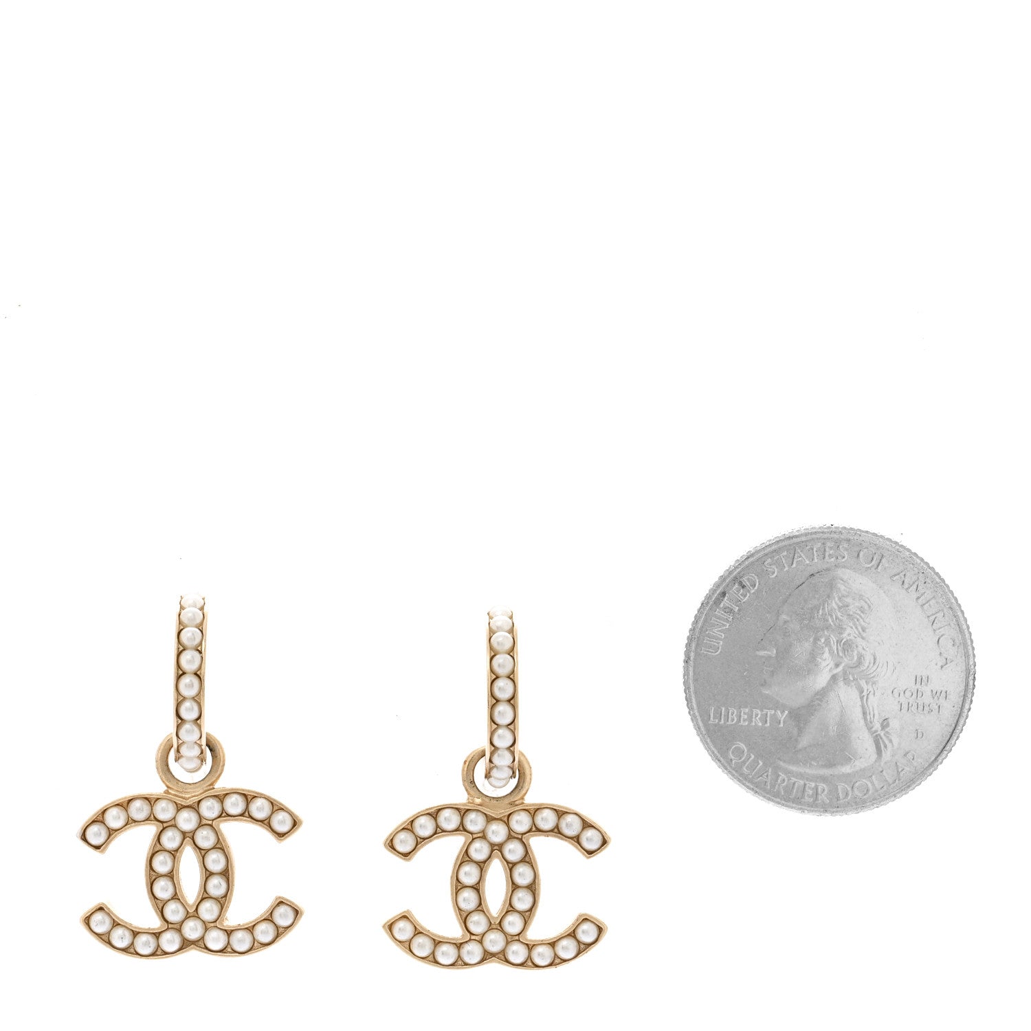 Chanel Pearl CC Hoop Drop Earring Gold 2 of 4