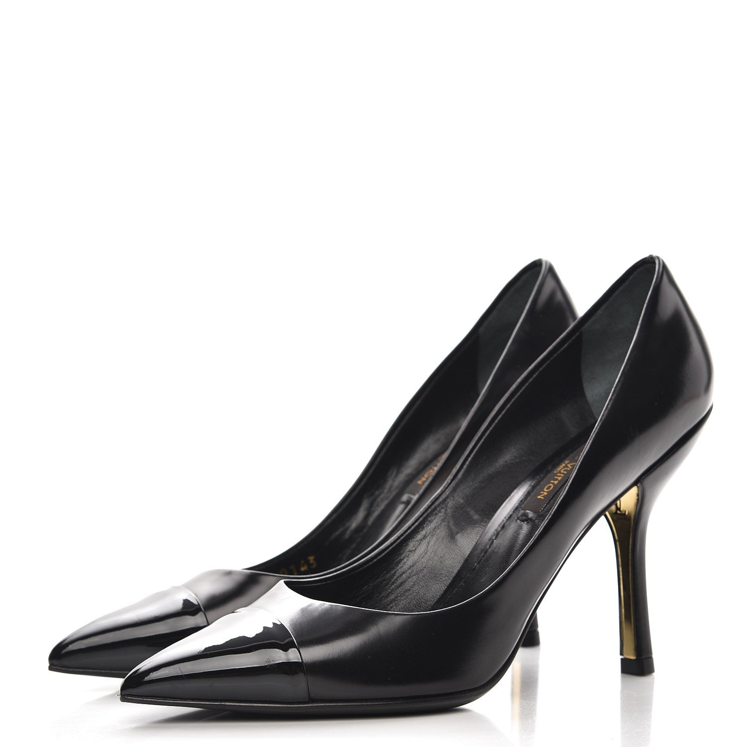 Louis Vuitton Patent Calfskin Cap Toe Pumps 35.5 Black 2 of 8
