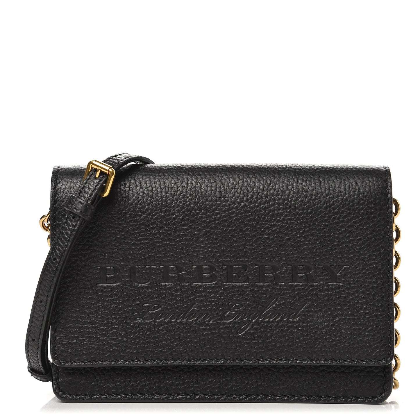 Soft Grain Embossed Hampshire Wallet on Chain Black