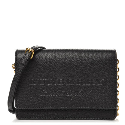 Burberry Soft Grain Embossed Hampshire Wallet on Chain Black 1 of 8