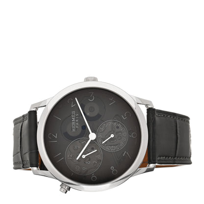 Hermes Platinum Alligator 39.5mm Slim D'Hermes GMT Automatic Watch Graphite 2 of 5
