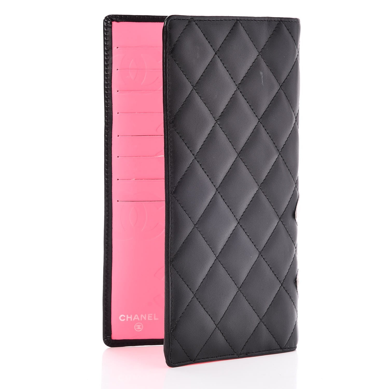 Chanel Calfskin Quilted Cambon Yen Wallet Black White 3 of 9