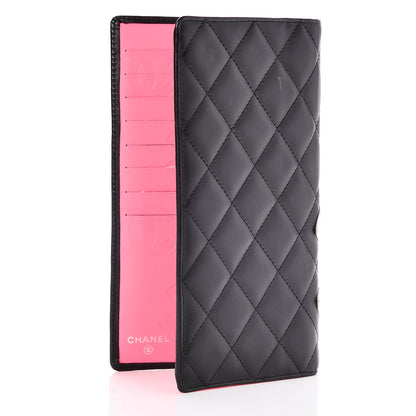 Chanel Calfskin Quilted Cambon Yen Wallet Black White 3 of 9