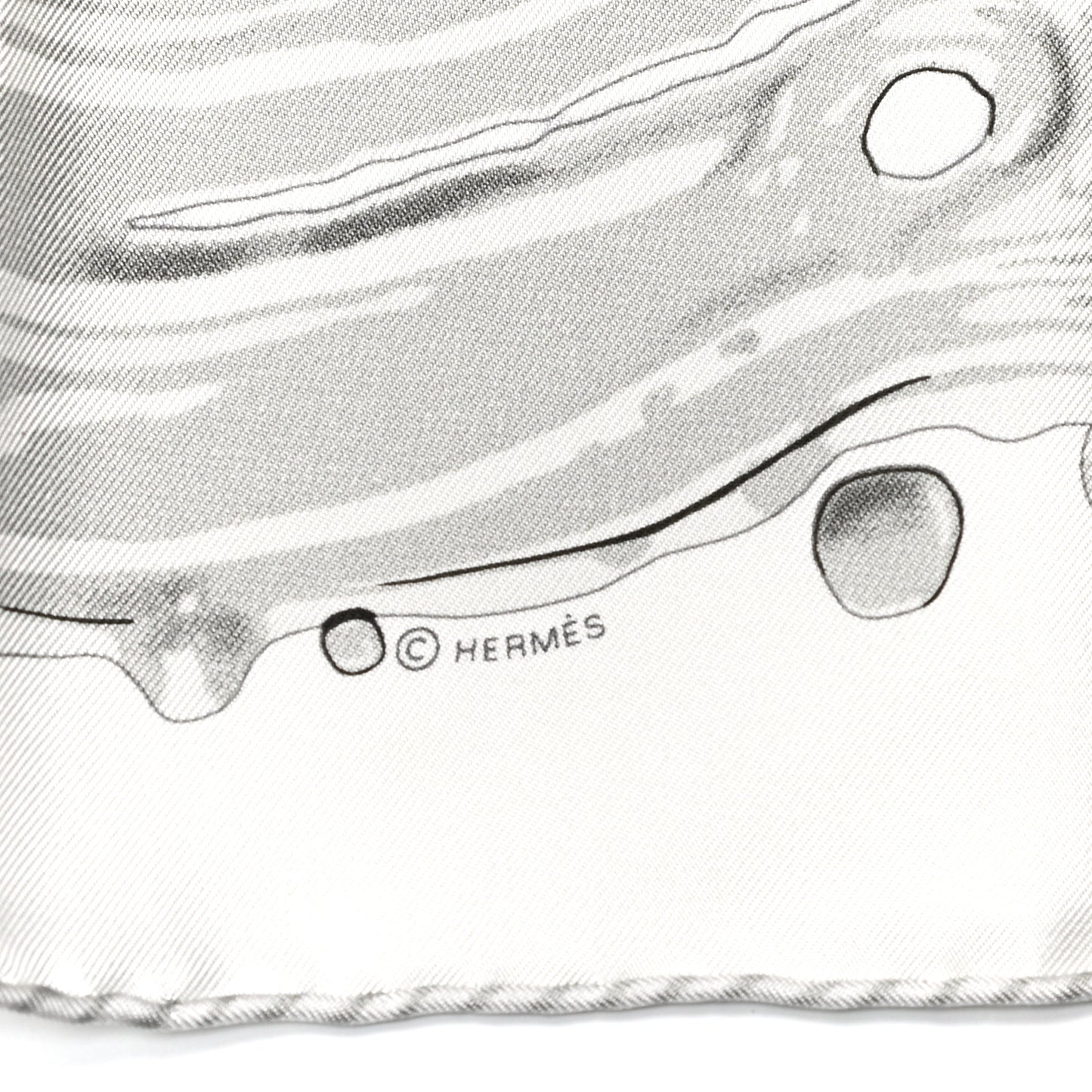 Silk Peinture Fraiche Pocket Square White Gris Perle