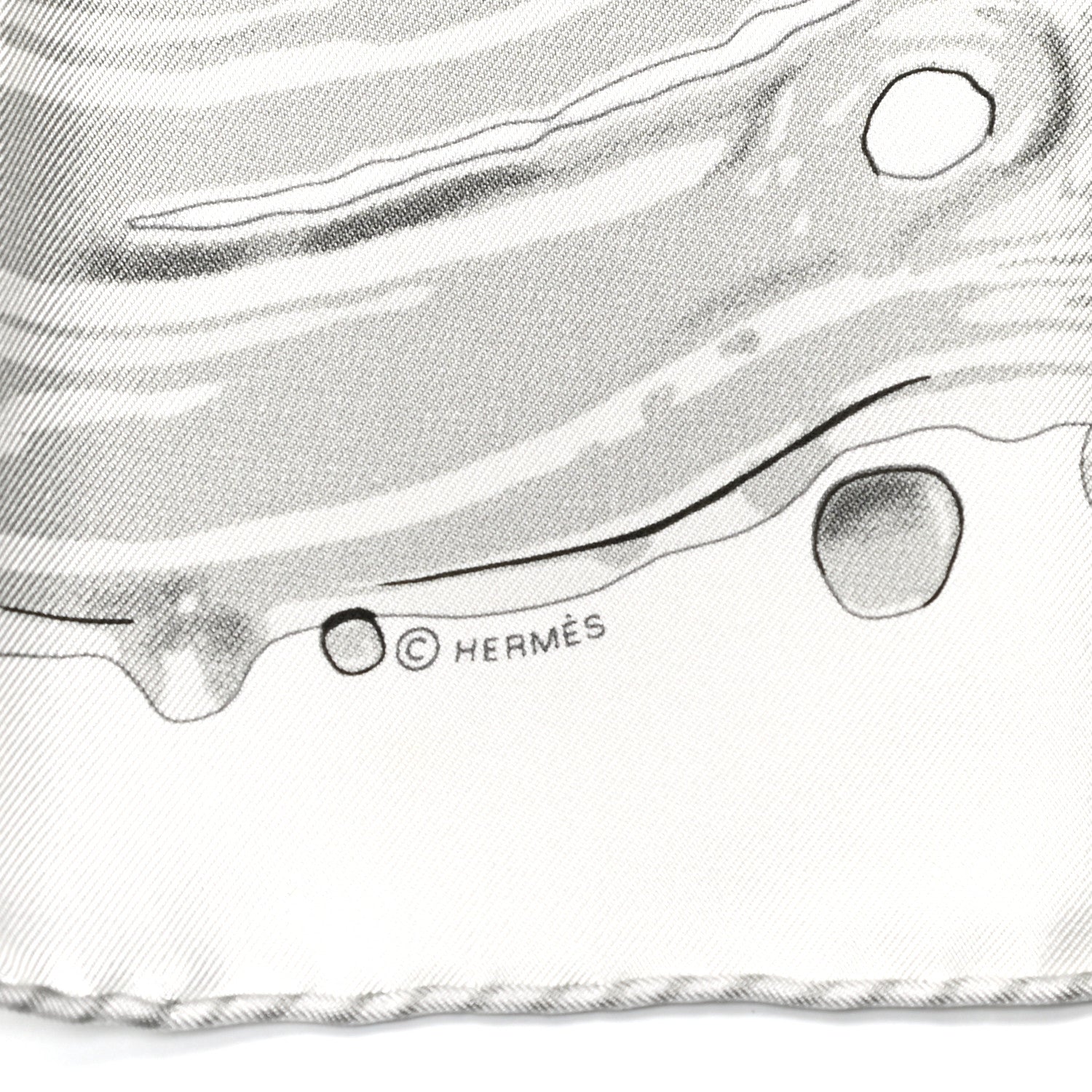 Hermes Silk Peinture Fraiche Pocket Square White Gris Perle 4 of 5