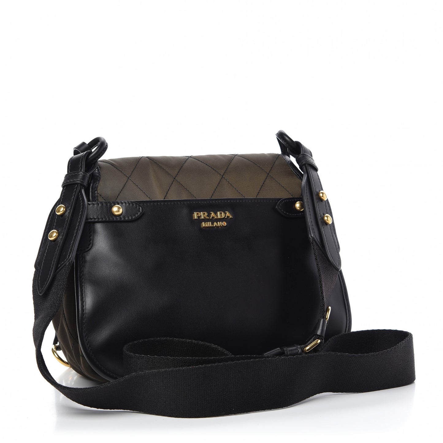 Tessuto Nylon City Calfskin Quilted Crossbody Mimetico Black