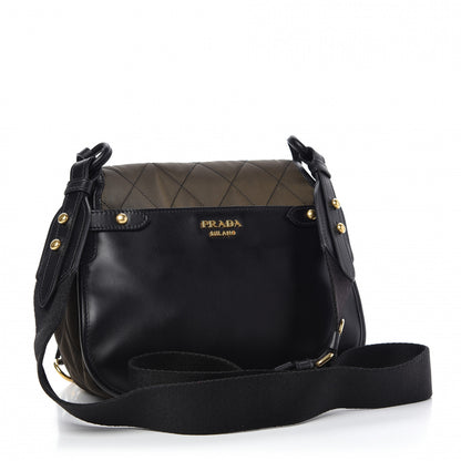 Prada Tessuto Nylon City Calfskin Quilted Crossbody Mimetico Black 3 of 9