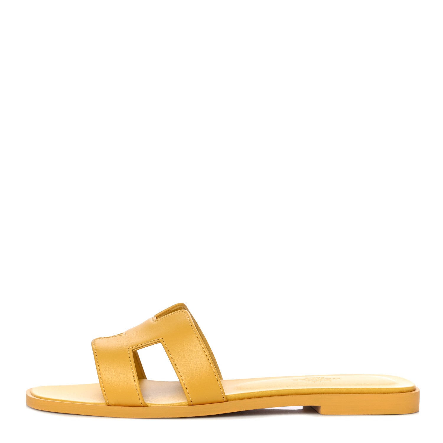 Hermes Calfskin Oran Sandals 36.5 Jaune Citron 1 of 10