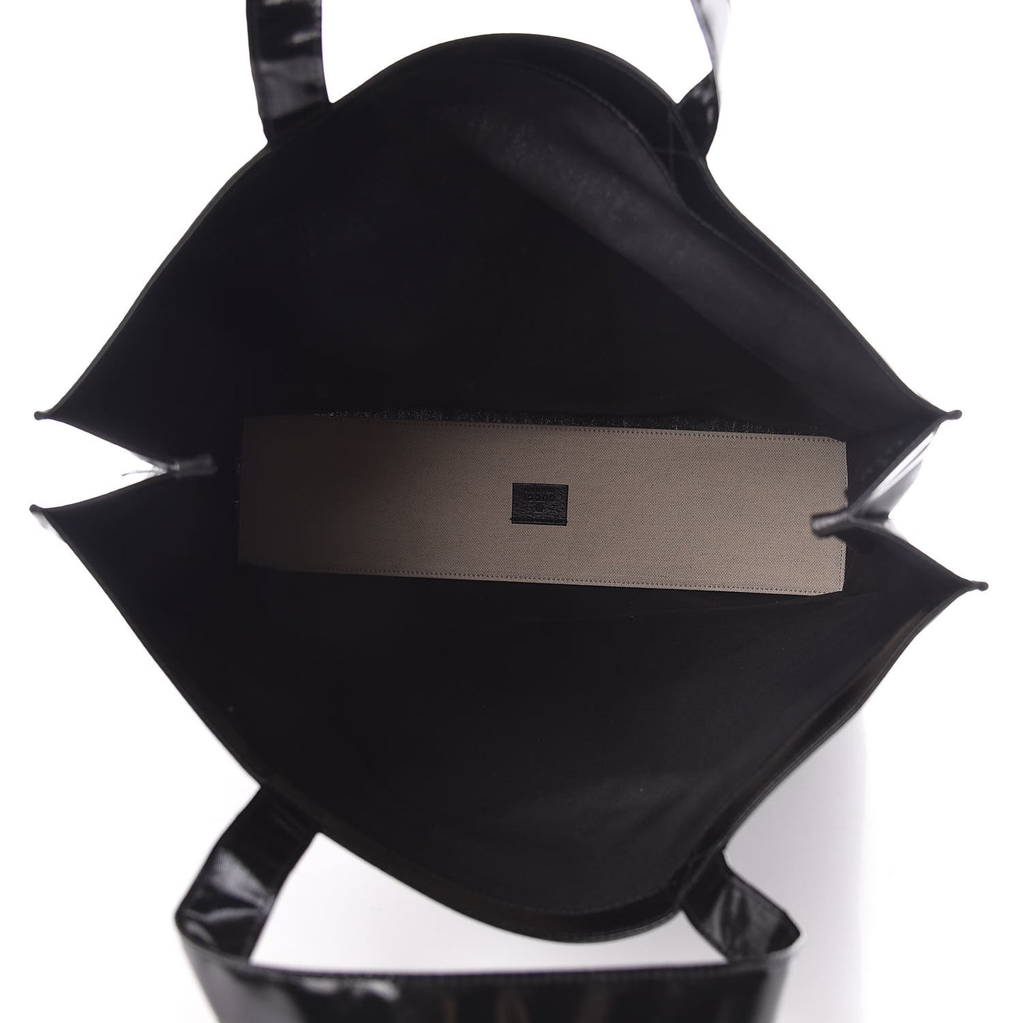 Patent Canvas Frame Logo Vertical Tote Black Crop