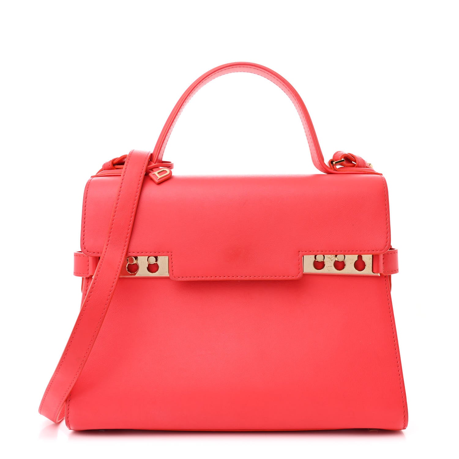 Delvaux Calfskin MM Tempete Satchel Coral 1 of 15