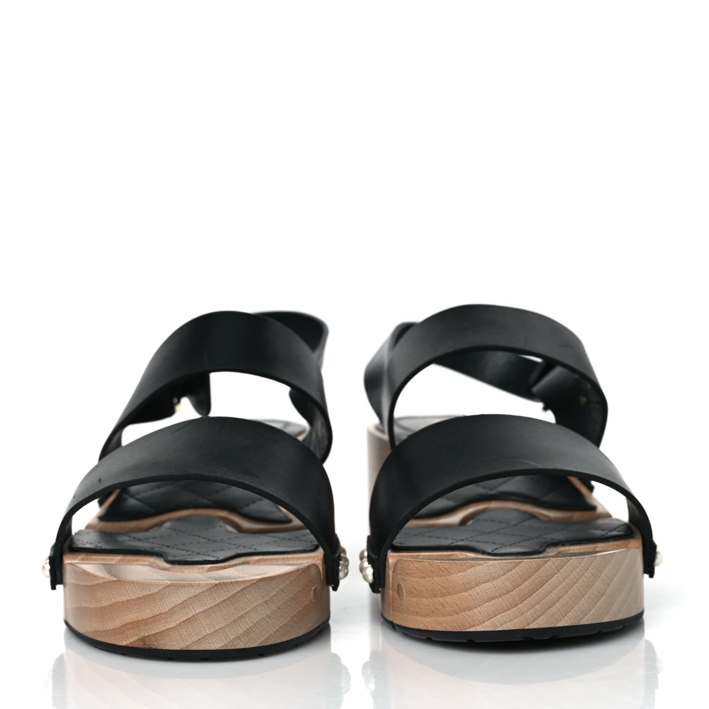 Calfskin CC Sandal Clogs 40 Black