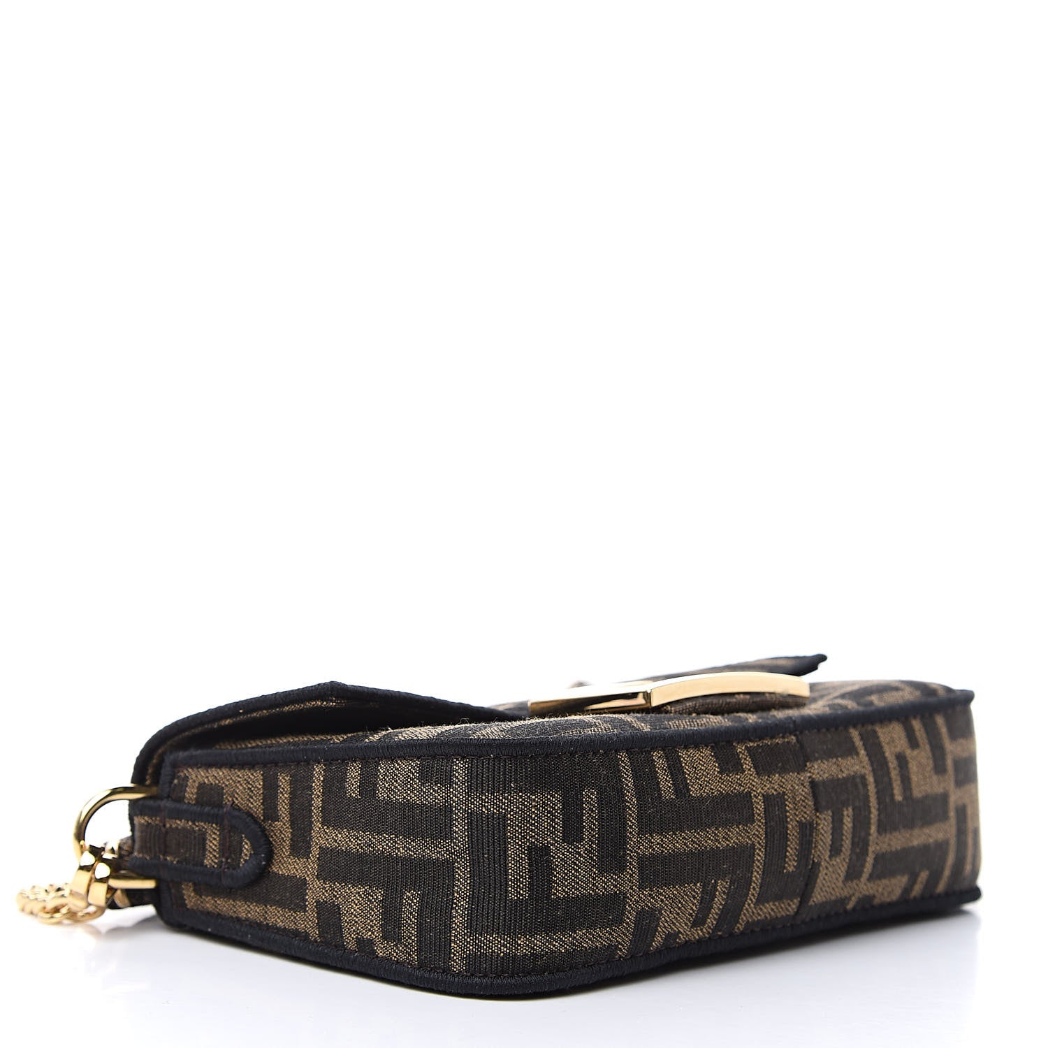 Fendi Fabric Jacquard FF 1974 Mini Baguette Tobacco Moro Black 4 of 9