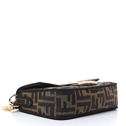 Fendi Fabric Jacquard FF 1974 Mini Baguette Tobacco Moro Black 4 of 9
