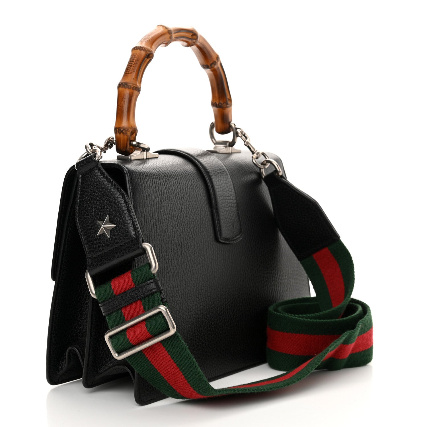 Gucci Dollar Calfskin Crystal Web Medium Dionysus Bamboo Top Handle Bag Black Black Diamond 3 of 10