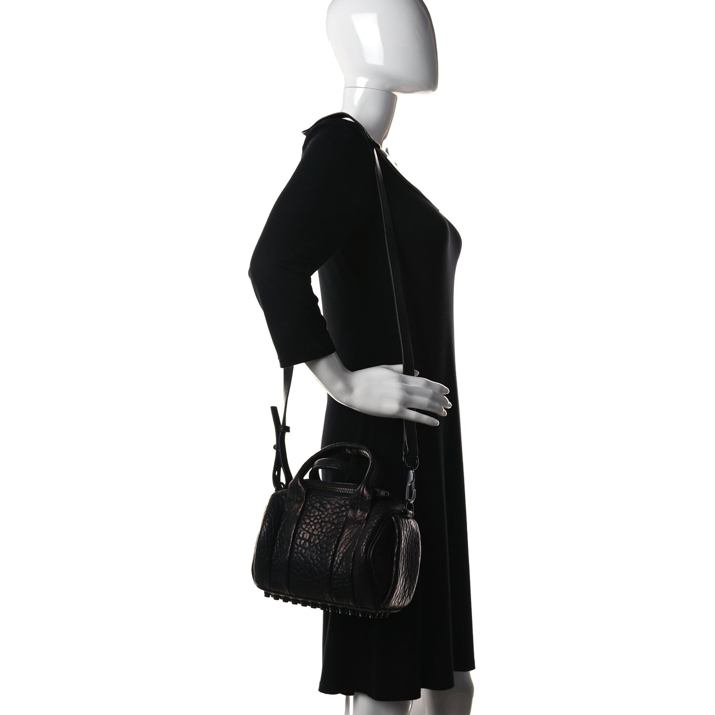 Pebbled Lambskin Mini Rockie Black Matte Black Hardware