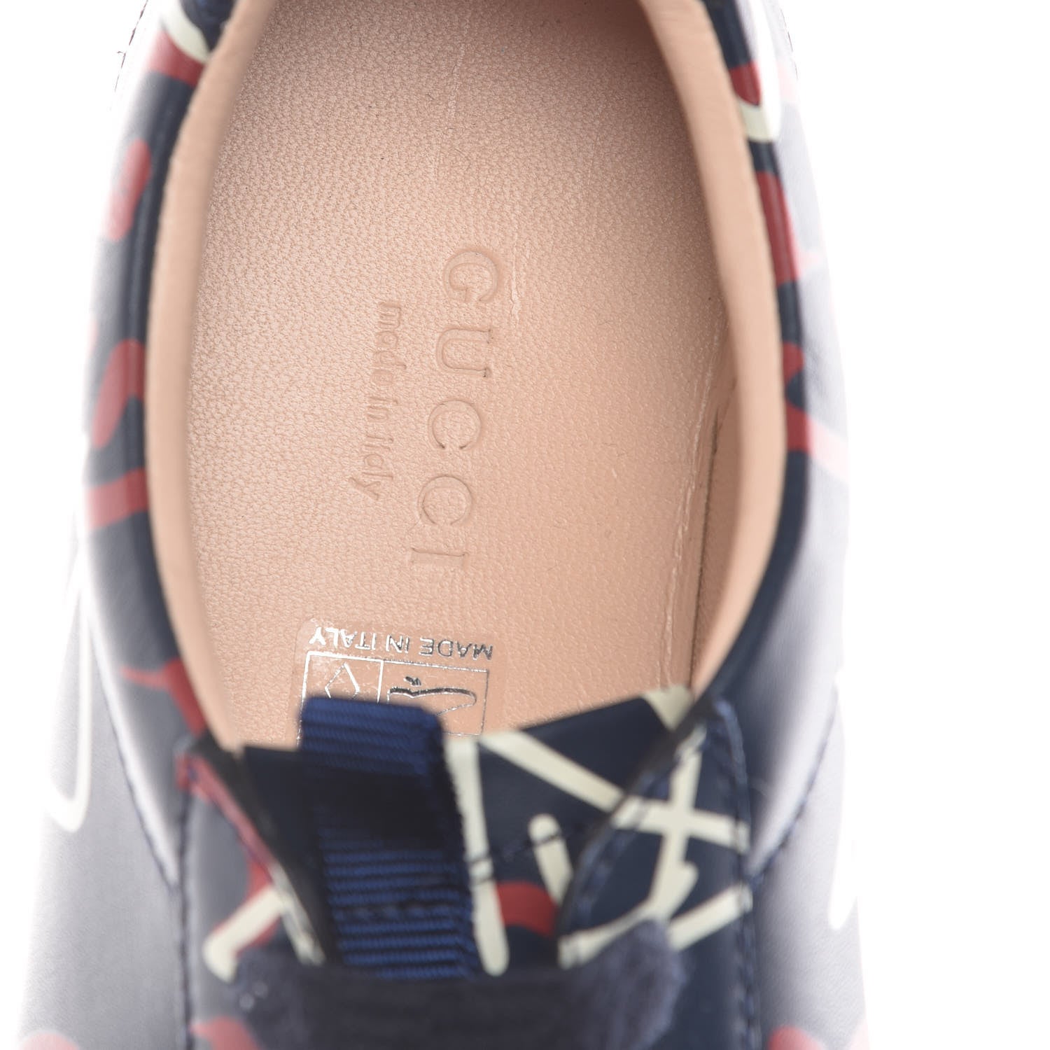 Gucci Calfskin GucciGhost Print Womens Low Top Sneakers 35.5 Blue Agata Hibiscus Red 7 of 7