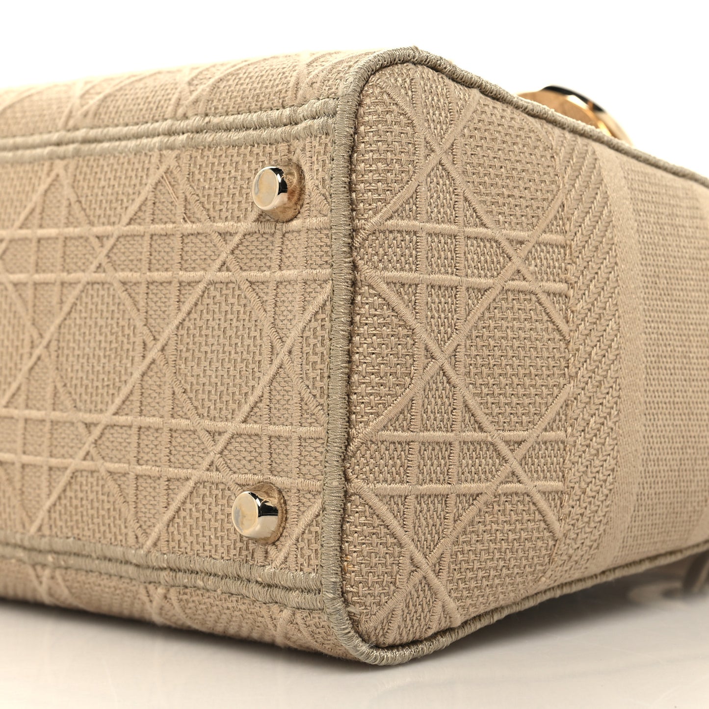 Canvas Embroidered Medium Lady D-Lite Beige