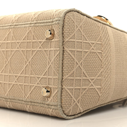Christian Dior Canvas Embroidered Medium Lady D-Lite Beige 9 of 10