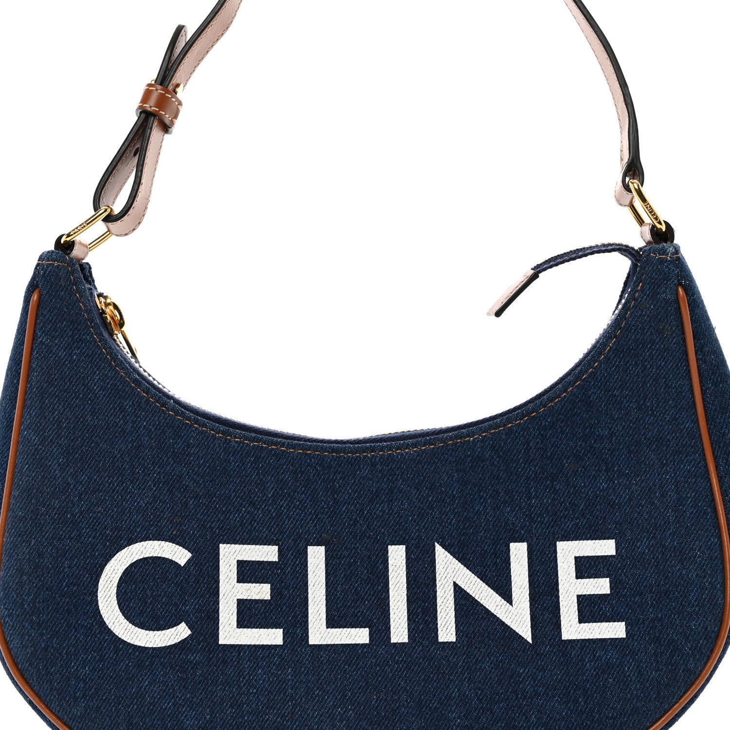 Celine Denim Ava Shoulder Bag Navy Tan 5 of 10