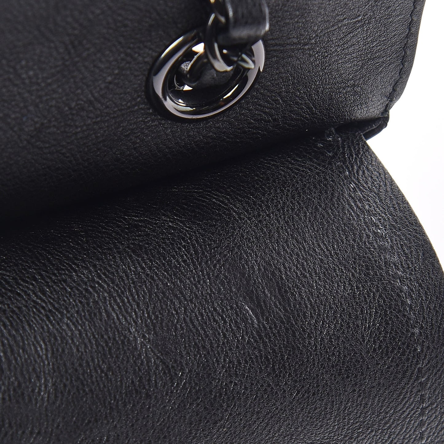 Crumpled Calfskin Quilted Medium Double Flap So Black