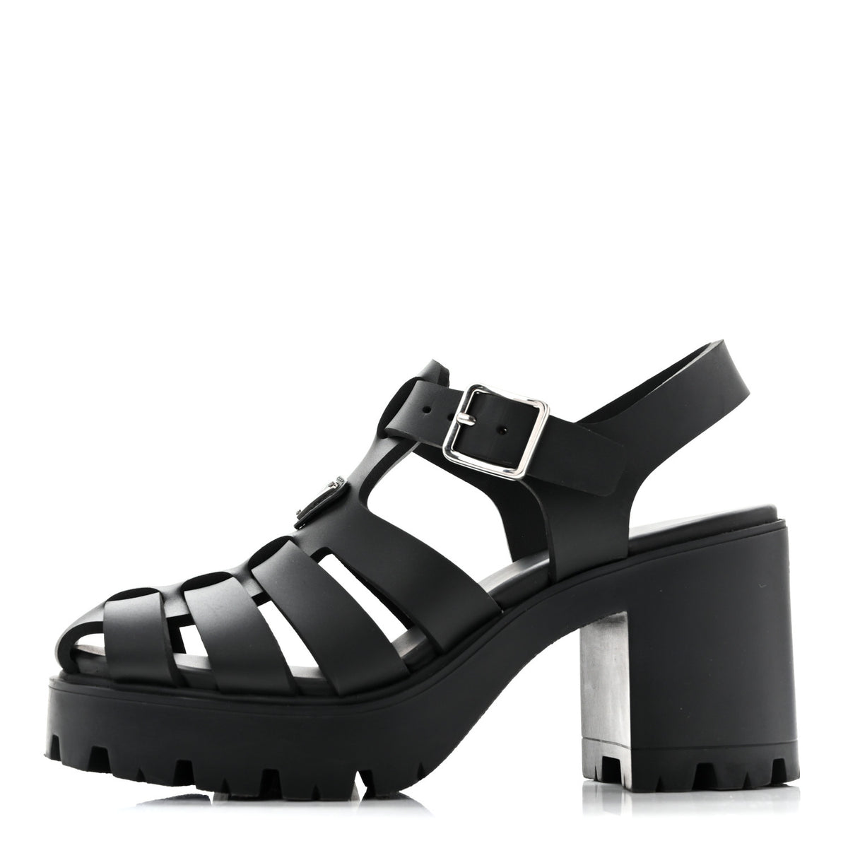 Foam Rubber Triangle Logo Monolith 55mm Cage Sandals 37 Black