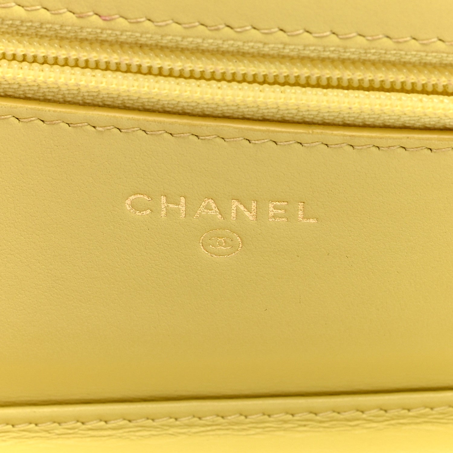 Chanel Caviar Quilted CC Filigree Wallet On Chain WOC Yellow 6 of 10