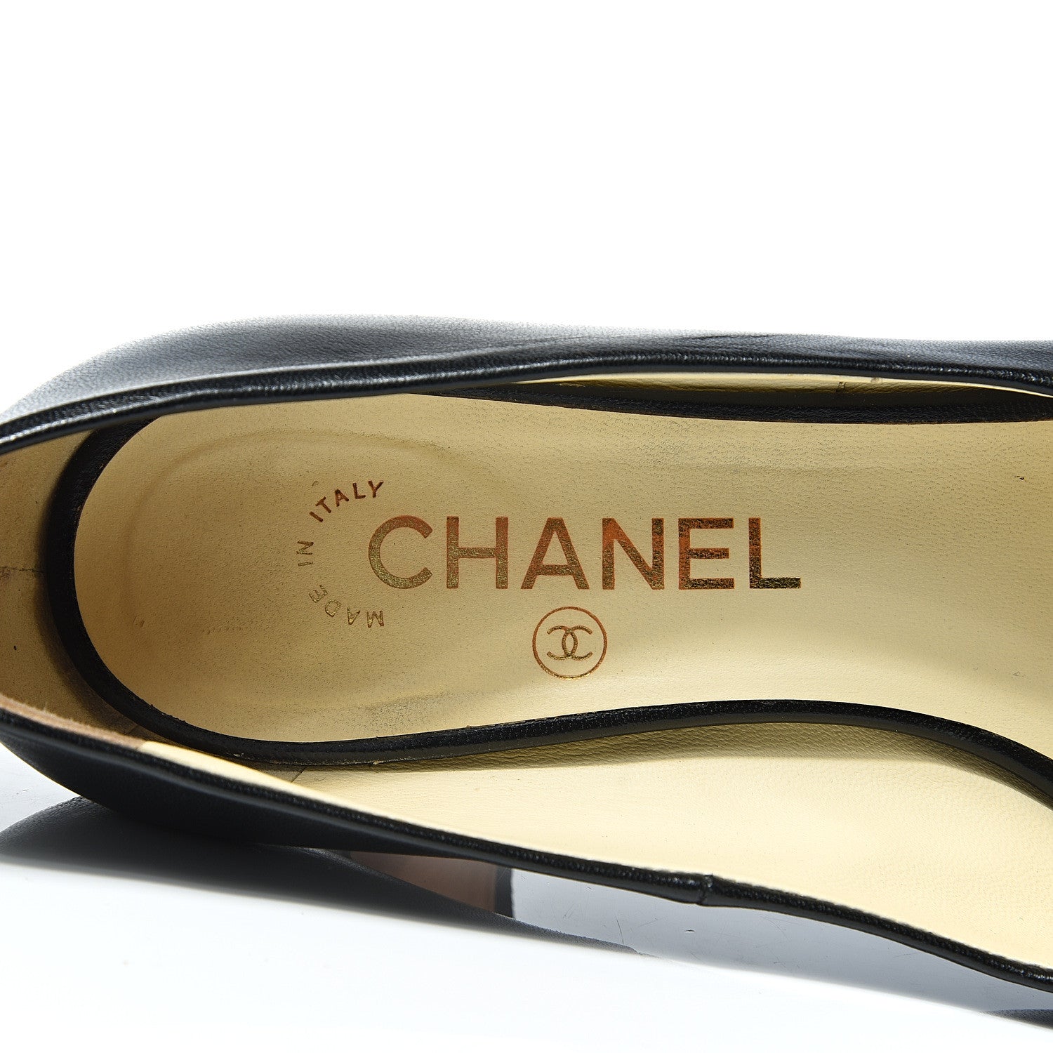 Chanel Lambskin Peep Toe CC Pumps 38 Black 6 of 19