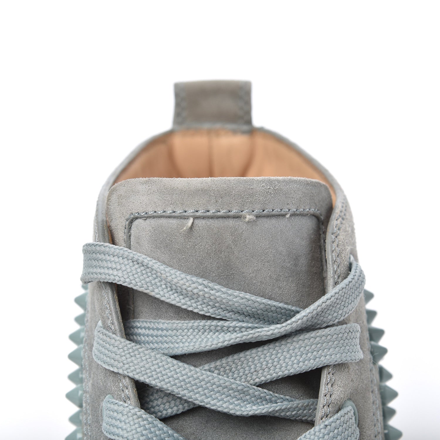 Christian Louboutin Veau Velours Mens Louis Orlato Flat Spikes Sneakers 42 Light Green 9 of 23
