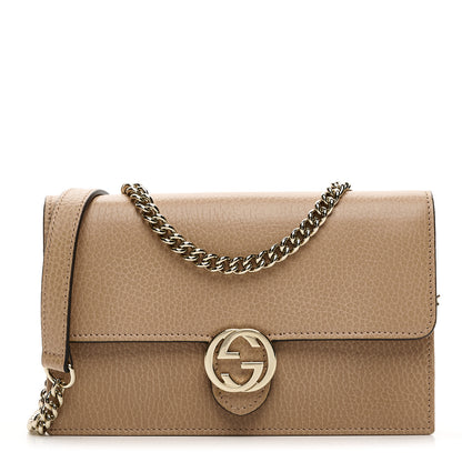 Gucci Dollar Calfskin Interlocking G Chain Wallet Camelia 1 of 9