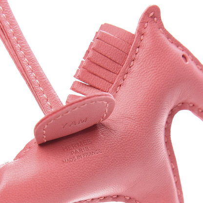 Hermes Milo Lambskin Grigri Rodeo Horse Bag Charm PM Rose Azalee 4 of 5