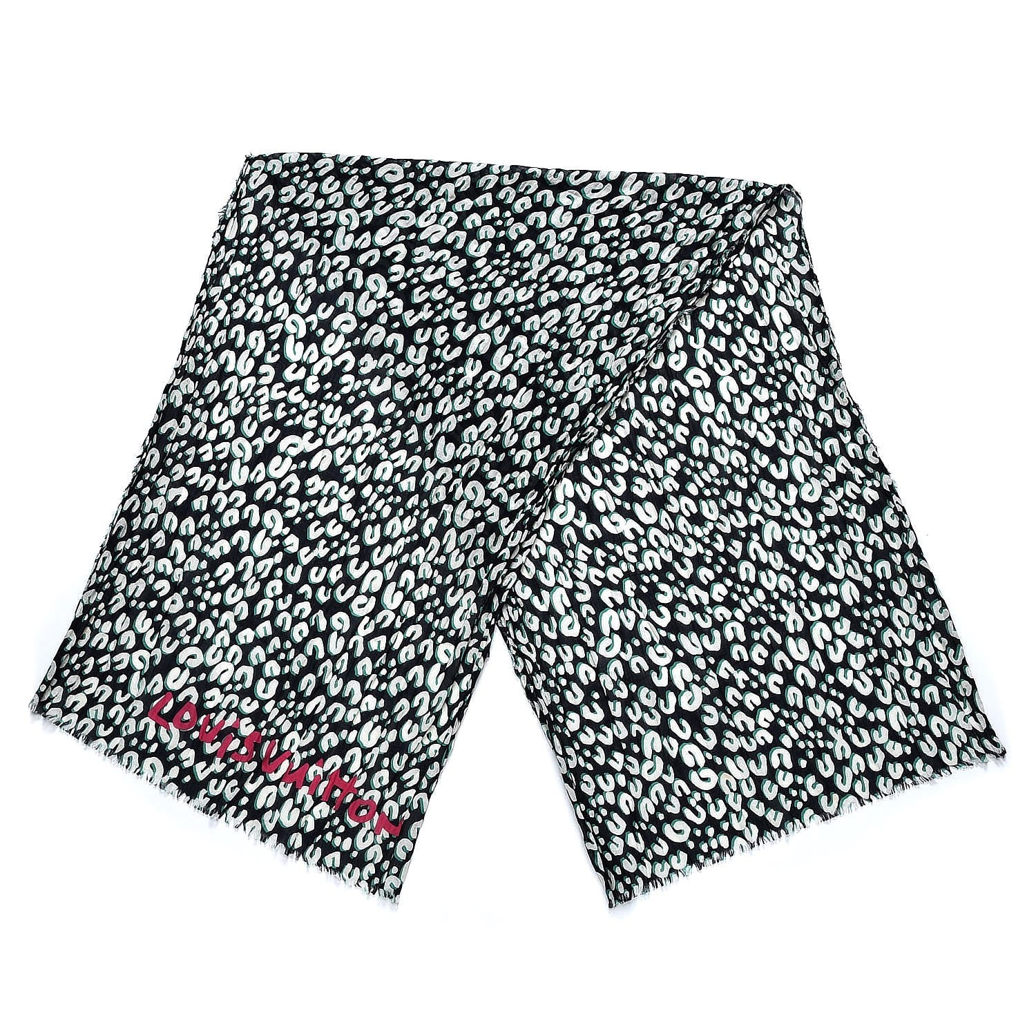 Louis Vuitton Cotton Leopard Stole Blue Infini 3 of 6
