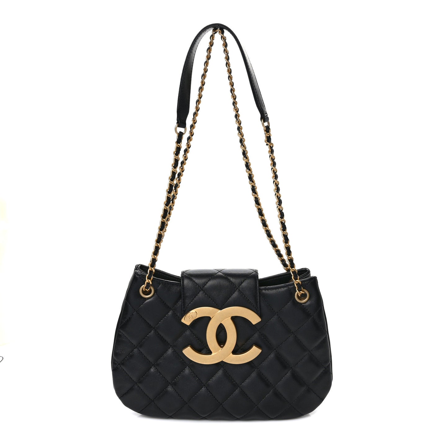 Lambskin Quilted CC Messenger Black
